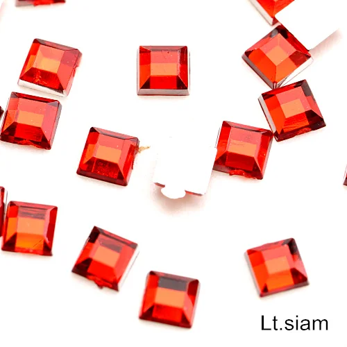 Lt.siam 100 квадратная форма pcs акриловый лак для ногтей Non-стразы с плоским основанием, серебряное дно с украшением в виде кристаллов на клейкой основе, стразы для рукоделия и декорирования ногтей искусство B1171 - Цвет: Lt.siam