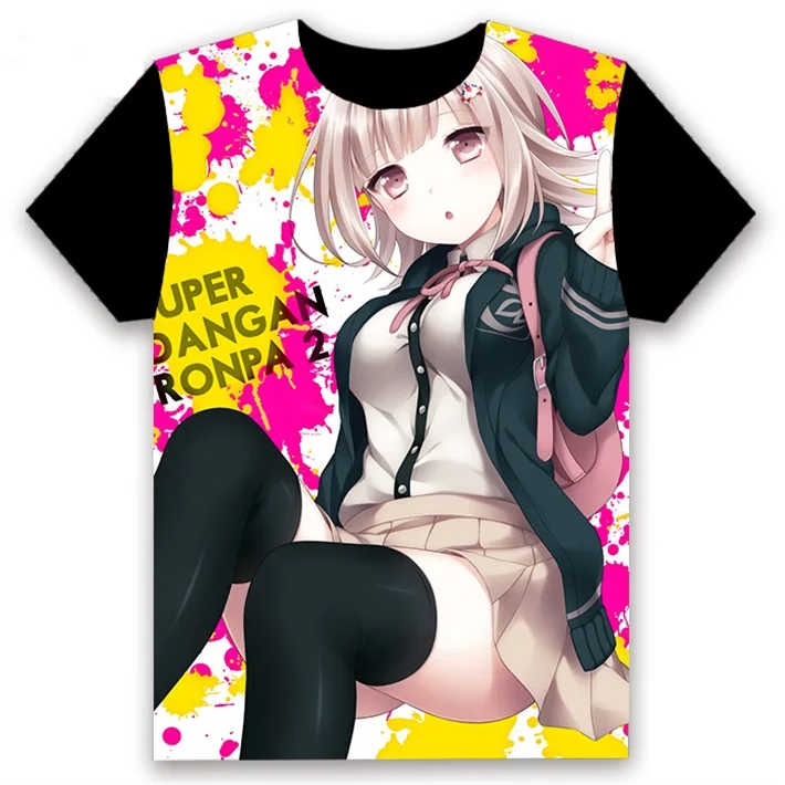 Футболка с аниме Danganronpa V3 Ouma Kokichi Komaeda Nagito, косплей, короткий рукав, унисекс, повседневная черная футболка, летние модные топы, крутые - Цвет: 23