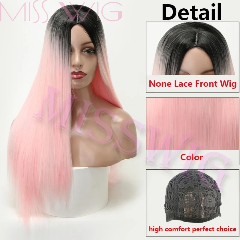 Miss wig Ombre Синий прямой Длинные Синтетические парики для женщин черный красный 24