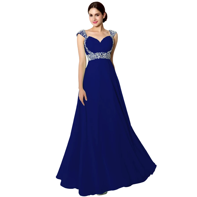 Royal Blue Дешевые расшитые бисером платья с блестками для матери невесты, шифоновое милое кружевное женское платье с открытой спиной, Длинные вечерние платья OS179 - Цвет: Royal Blue
