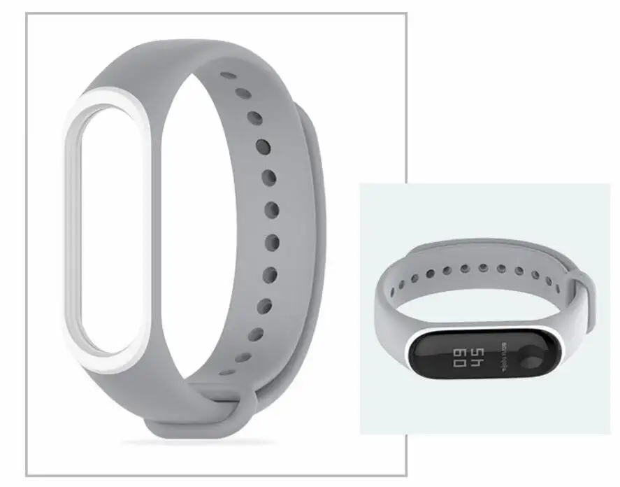 Силиконовый браслет MiBand 3 двухцветный сменный ремешок для оригинального