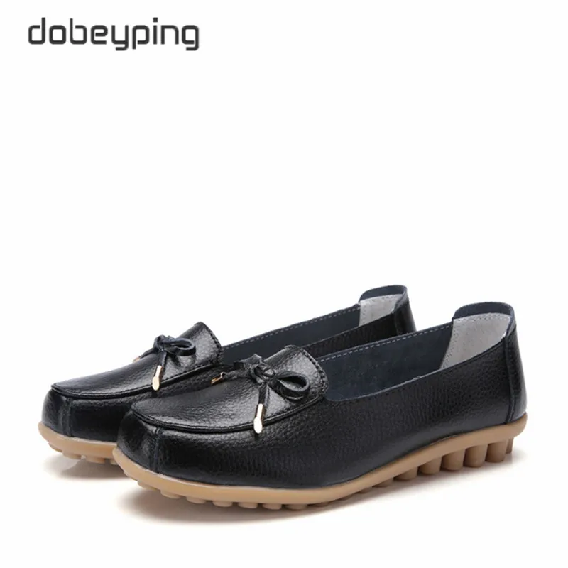 Dobeyping/Новое поступление; обувь из натуральной кожи; женские плоские женские туфли без каблуков; женские лоферы без застежки; однотонная женская обувь; большие размеры 35-44