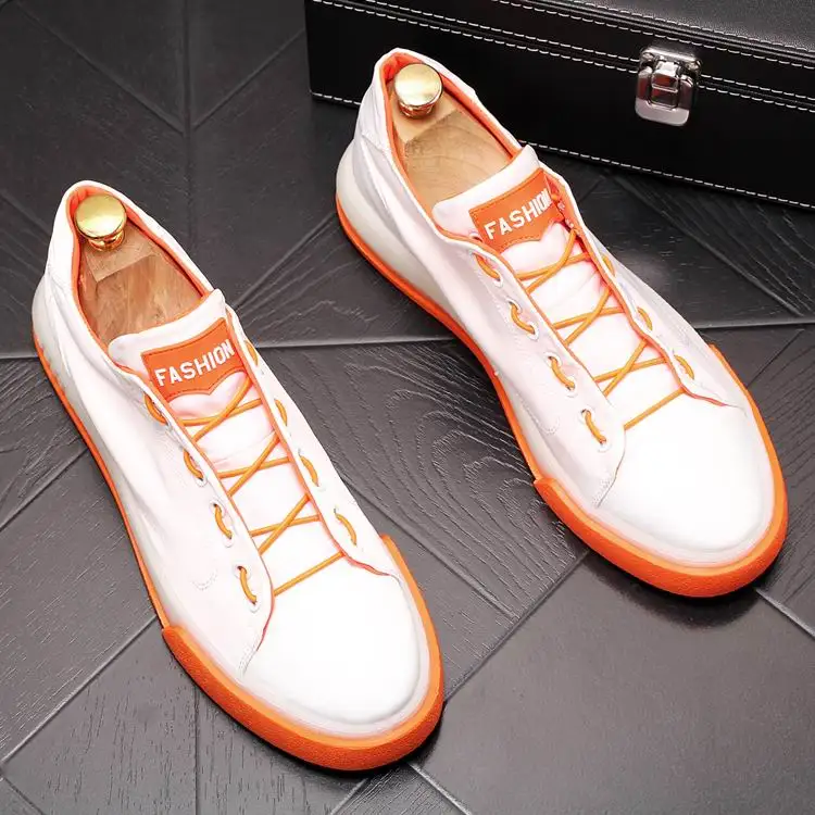 

ERRFC Luxury Mens Casual Comfort Shoes Orange Lace Up Breathable Fabric Man Trending Leisure Shoes Fall Spring Zapatos 38-43