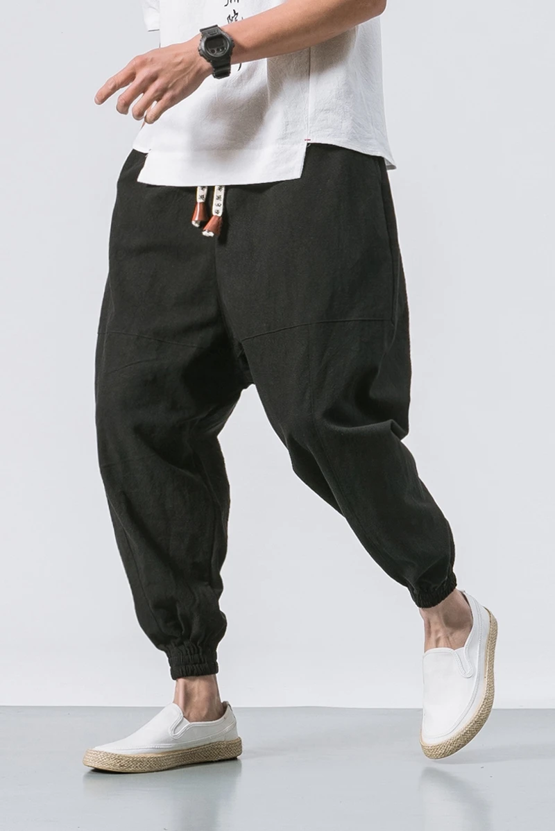 

Harem Pants Men Summer thin Elastic Waist Pants Trousers Mens Casual Joggers Sweatpants Male Chinese Traditional Harajuku