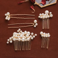 5pcsset romantic pearl hair combs for women bridal headdress pearl hair clips hairpins wedding engagement hair accessories