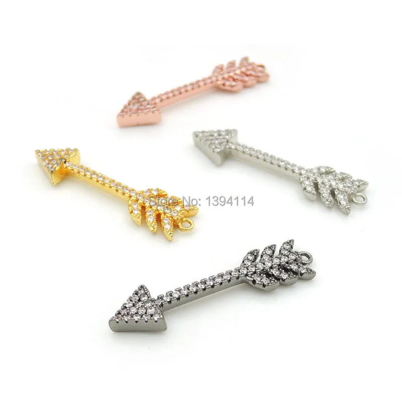 33*8*3 мм Micro Pave Clear CZ Arrow Charm соединитель подходит для мужчин и женщин, делая браслеты ювелирные изделия