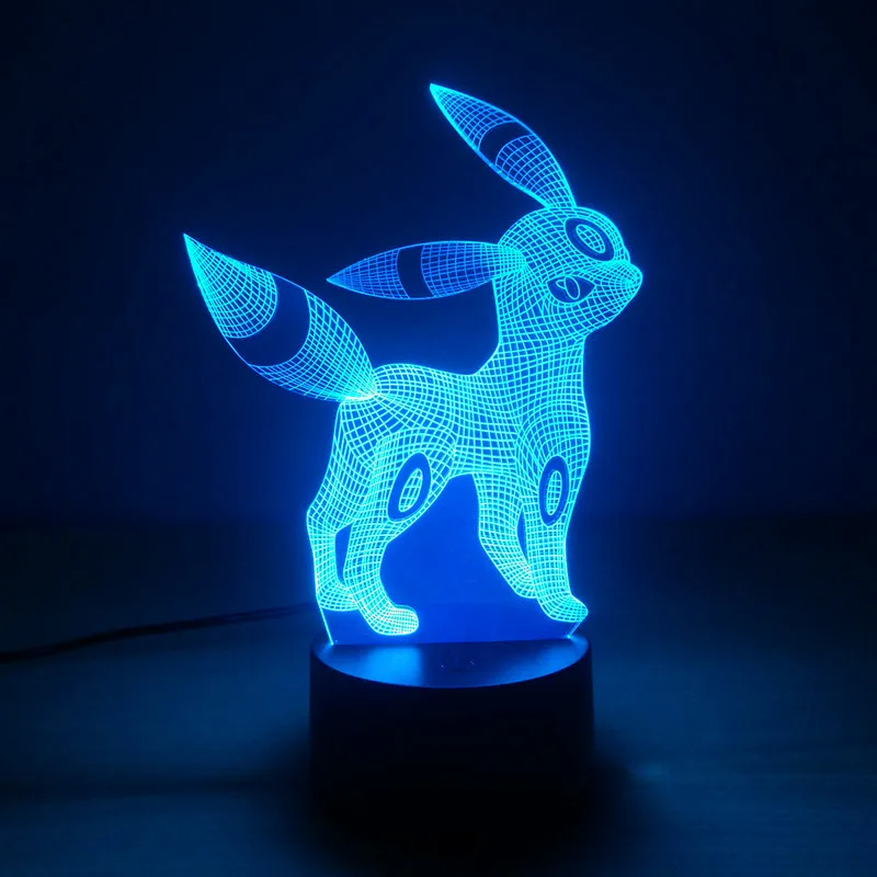 Pokemon Umbreon 7 цветов лампа 3d визуальные Светодиодные ночные светильники для детей