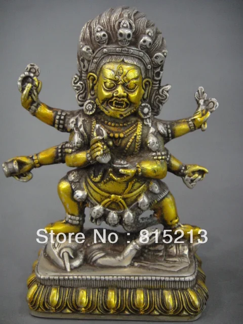 Wang 000329 китайская Медь Бронза четыре оружие Avalokitesvara * Kwan-Yin Guan Yin Будда | Дом и сад