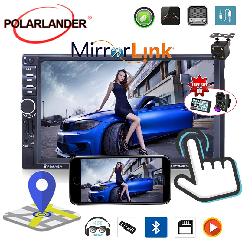 Автомобильный Авторадио Стерео аудио 7 'ƈ DIN Bluetooth Сенсорный экран MP5 MP4 плеер GPS
