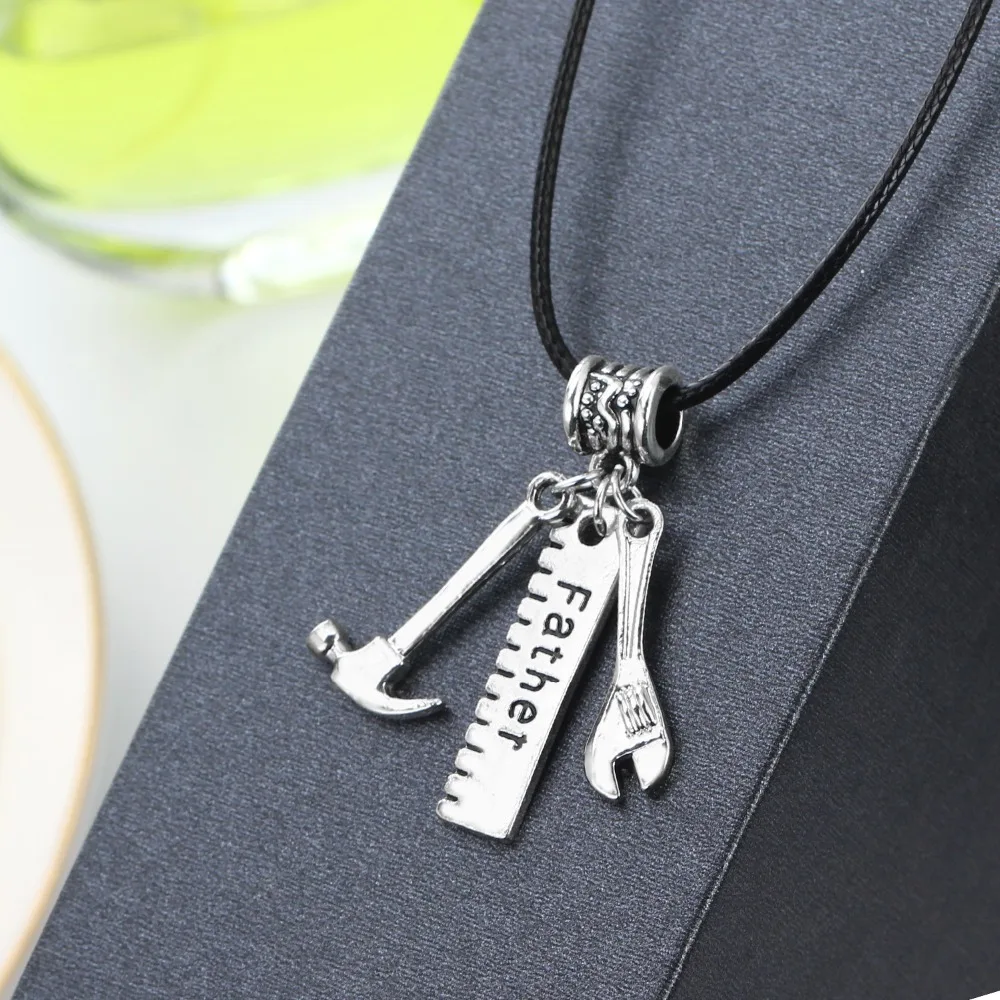 Father Pendant Necklace Hammer Wrench Dog Tag Black Rope Party Work Tools Necklaces Father's Day Gifts Women Men Jewelry | Украшения и