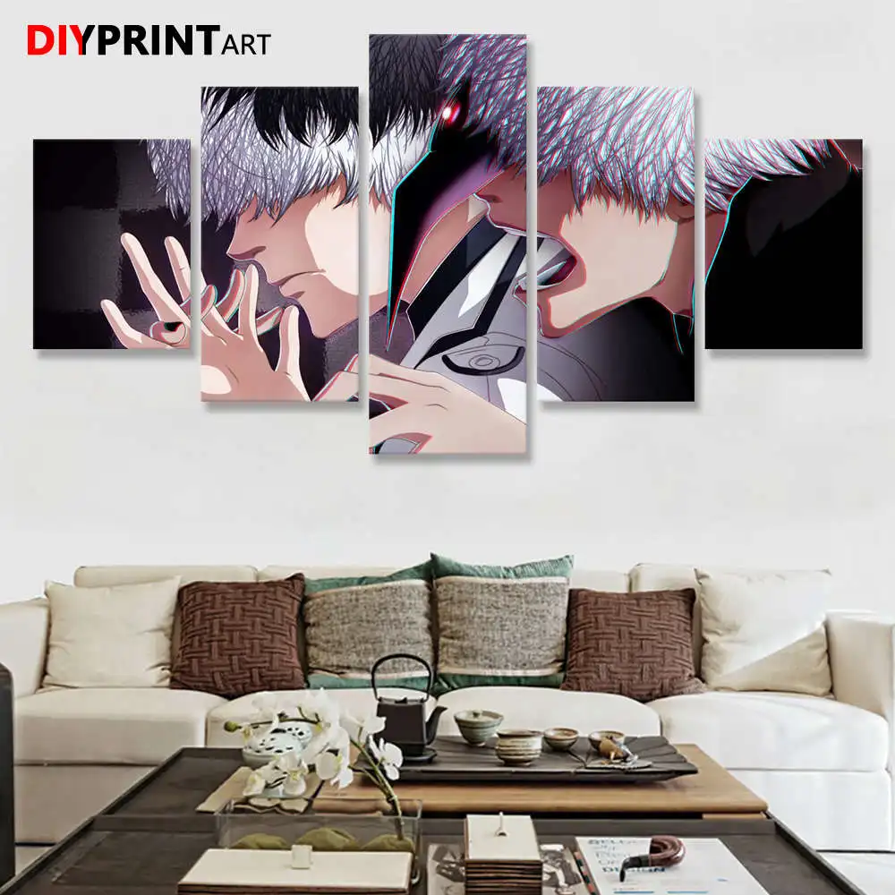 Токийский Гуль RE Haise Sasaki vs Ken Kaneki 5 шт./компл. настенная Картина на холсте украшения
