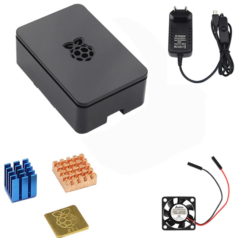 Для Raspberry Pi 4 4B 3B +/3/2 Комплект ABS корпус + вентилятор охлаждения кабель HDMI радиатор