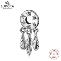 eudora genuine 925 sterling silver beautiful dream catcher holder petal beads fit charm bracelet necklace diy jewelry making z51