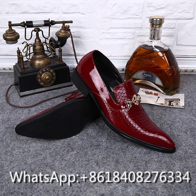 High Quality Men Shoes British Style Mental Decoration Genuine Leather Shoe Red Slip on Dress Wedding Business Men's Flats | Обувь