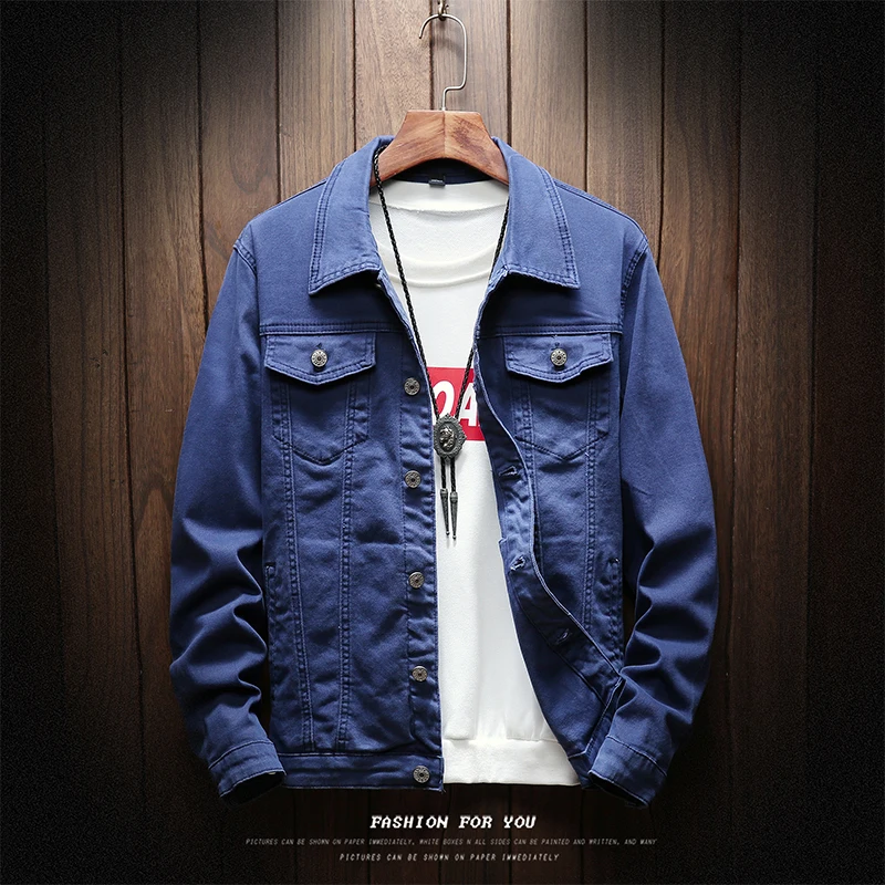

Autumn New Muticolor Denim Jacket Fashion Korean Street Style Jacket Casual Mens Coat Size M-3XL
