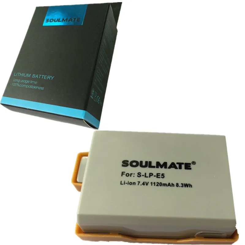 LP-E5 литиевые аккумуляторы SOULMATE LPE5 для цифровой камеры LP E5 Canon EOS 450D 500D 1000D KISS X2 X3 F Rebel