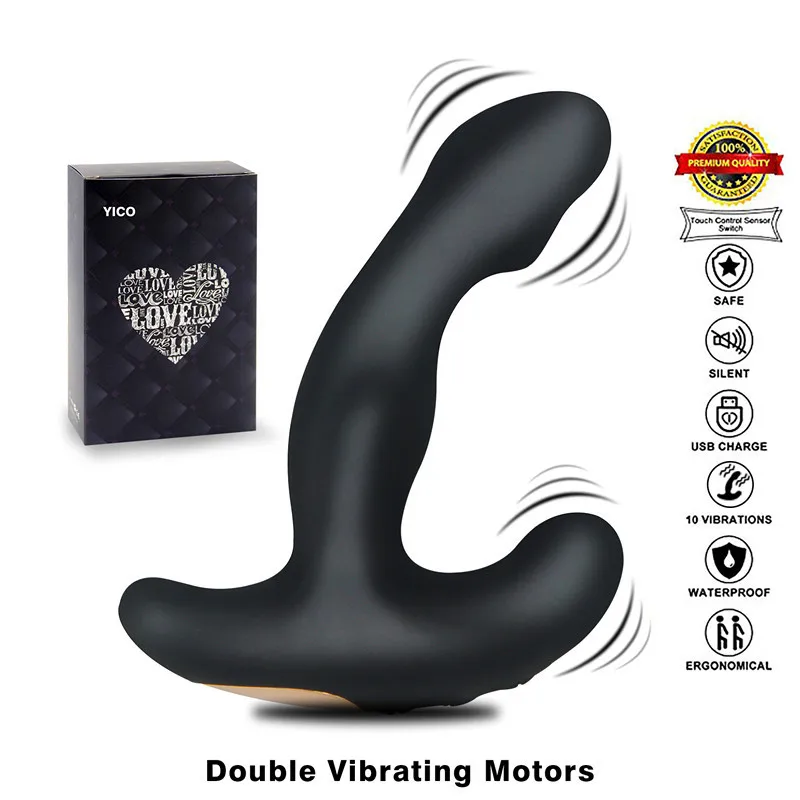 Black Soft Silicone Double Motor Vibration Anal Plug Sex Toys for Couple Prostate Massager Men Butt Adult Toy | Красота и здоровье