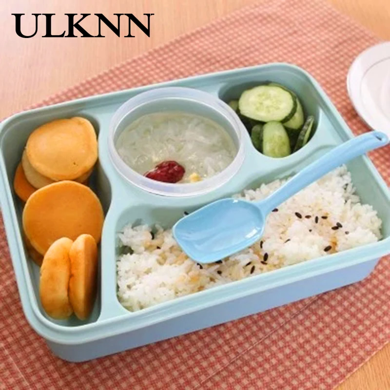 ULKNN СВЧ Ланч бокс герметичный прямоугольный набор столовых приборов четыре плюс