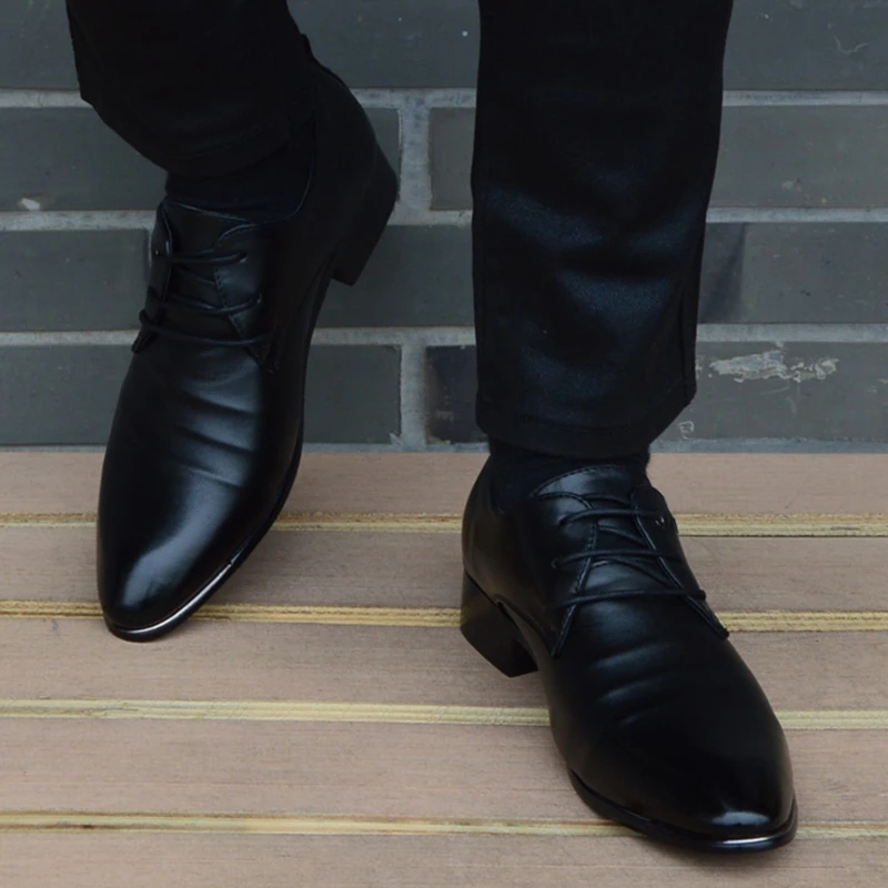 Роскошные брендовые классические мужские туфли с острым носком черные свадебные