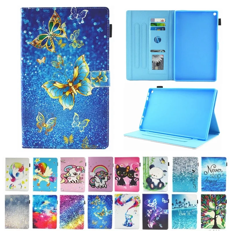 

Tablet Case For Amazon Kindle Fire HD 10 2017 Unicorn PU Leather Case For Kindle Fire HD 10 Funda+Stylus