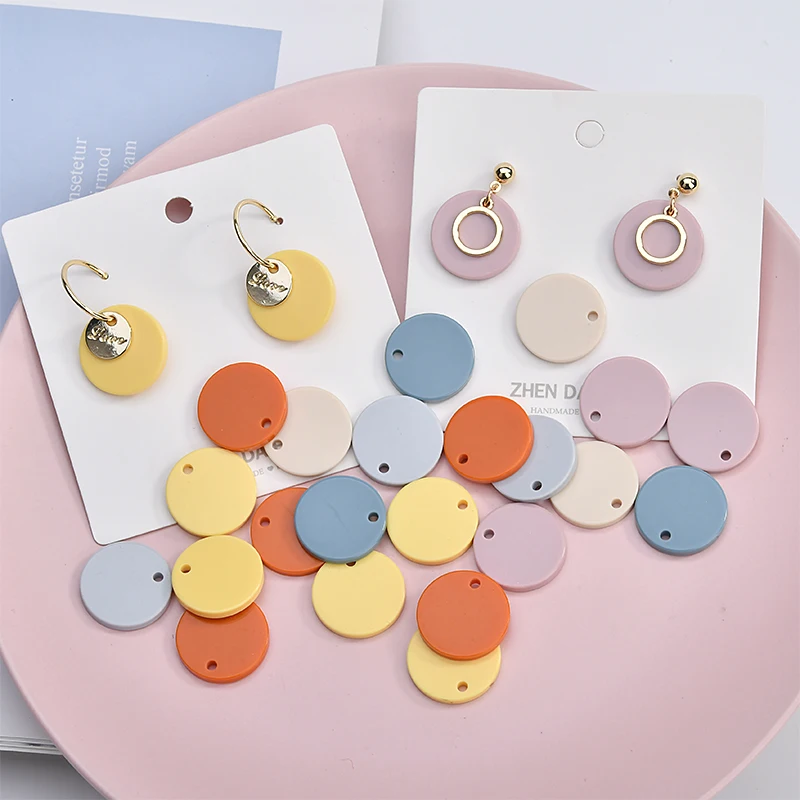 

50pcs/Lot Colorful Round Shape Platic Resin Round Charms Pendants Ornament Accessories Girls Earring Necklace Keyring DIY Decor