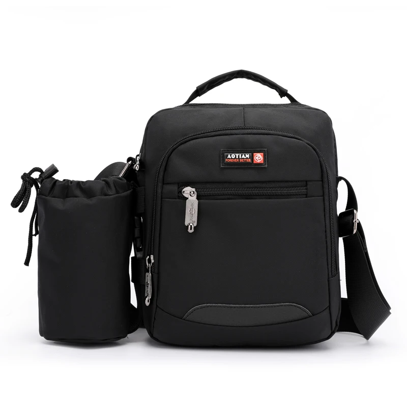 Черная повседневная мужская сумка-мессенджер водонепроницаемая нейлоновая