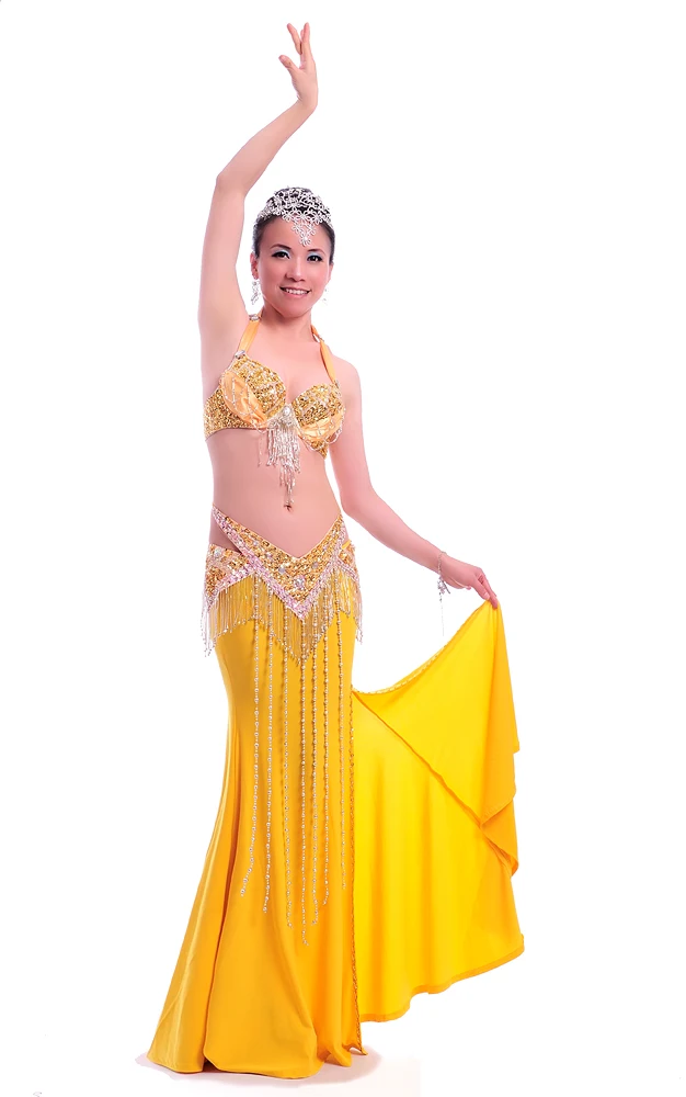 Бюстгальтер из бисера пояс и макси-юбка женский сексуальный костюм для танца