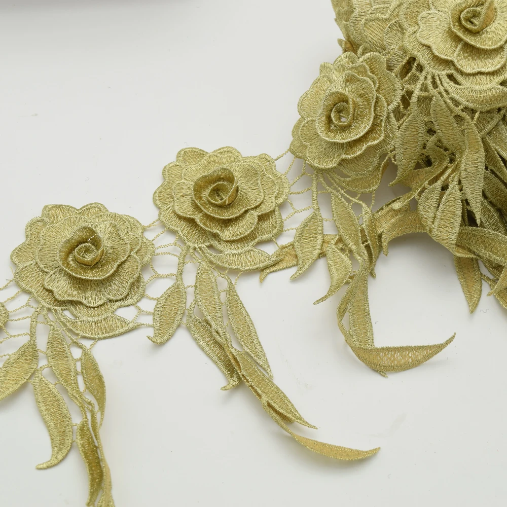 10 ярдов цветочное кружево винтажное золото кружевная отделка плетеная лента