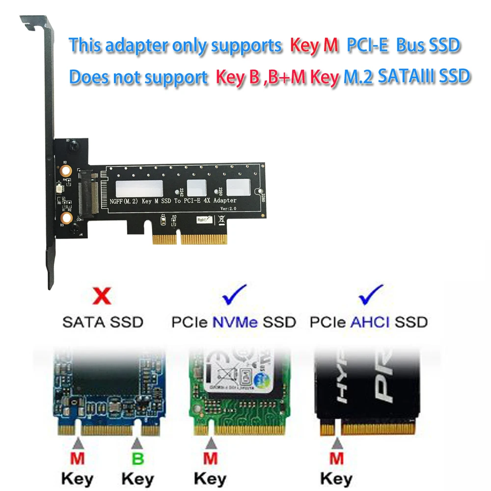 M Key M.2 для NVMe PCI e SSD NGFF типа PCIE Express 3 0 4X адаптер карта с радиатором поддержка 2242 2260