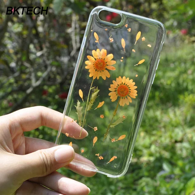 Clear Flower Cases For iPhone X Fashion Real Dried Lovley Floral Back Cover 8 Plus 6 7 Fundas |