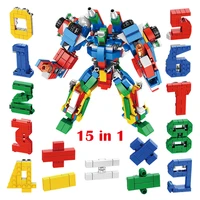 15pcs transformation number robot educational toy for children assembling building blocks figure bricks