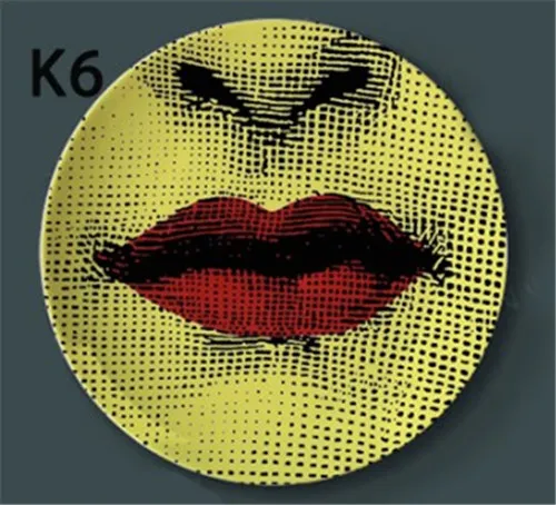 6 Fornasetti керамические настенные тарелки декоративные для дома, гостиной, кофейни, бара, ресторана, офиса, настенные подвесные тарелки - Цвет: 6