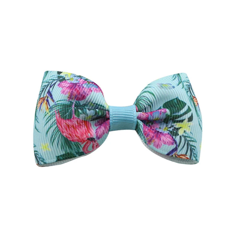 Children ribbed print hairpins Pineapple Flamingo cartoon Swallowtail Bows Hair clips Girls accessories Ties Headdress | Детская одежда