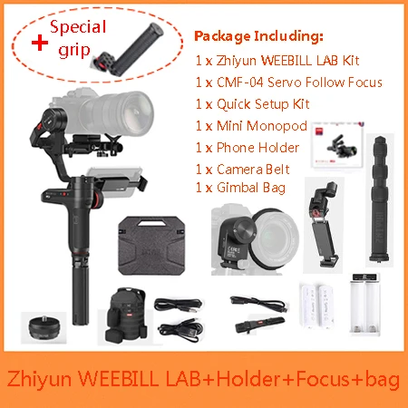Zhiyun Weebill лаборатории 3-осевой Ручной Стабилизатор для sony A9 a6300 Panasonic беззеркальных камер, Zhiyun WEEBILL портативный монопод с шарнирным замком - Цвет: Bundle 2 w WB-Grip