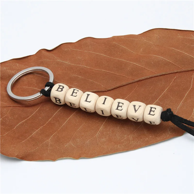 

1pc Custom Key Ring Personalised Keyring Keychain Name Wood Xmas Gift Bagpack Tag Favour Gift Letter Handmade