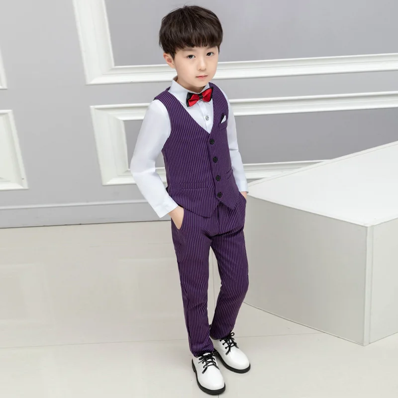 2-13Y Fashion Kids Boy Waistcoat Suit Set Vest Pants Formal Gentleman Wedding Birthday Clothes School Tuxedo Costume | Детская одежда и