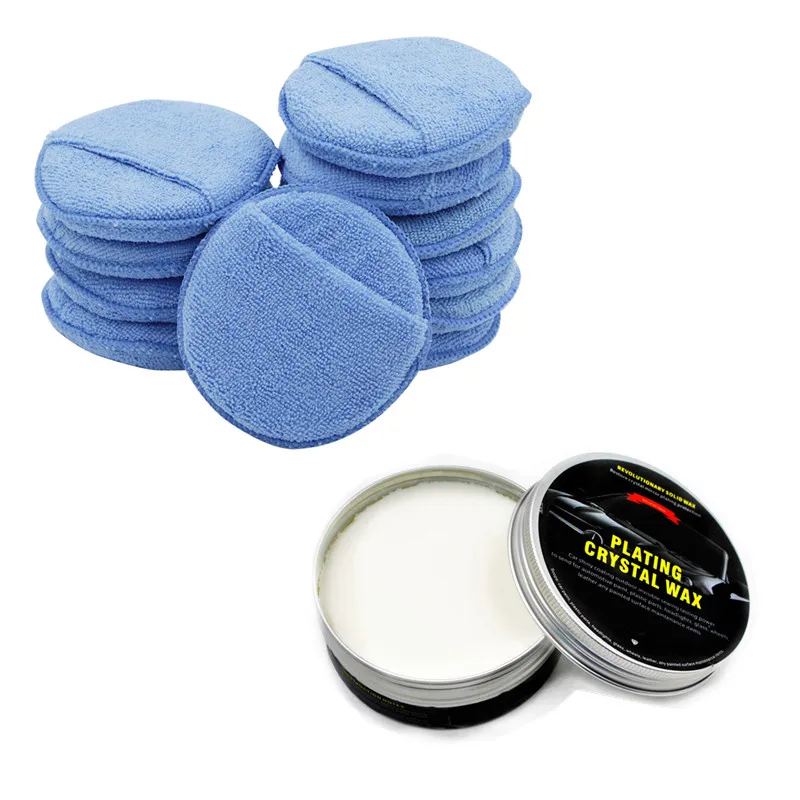 10xpad and Wax 10 шт. микрофибра воск спонж-аппликатор Pad 5 дюймов с пальцевым карманом для восковой полировки автомобиля уход за краской Buff колодки - Цвет: 10xpad and Wax