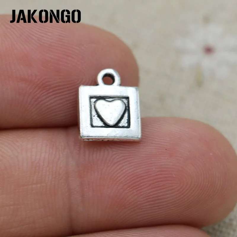 

JAKONGO 20pcs Antique Silver Plated Heart Charms Pendants for Jewelry Making Bracelet DIY Handmade Craft 12x10mm