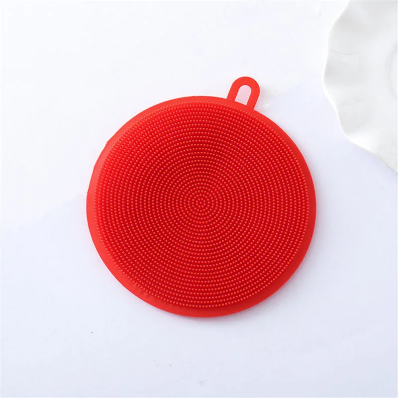 Red-1PC Многофункциональная силиконовая губка, щетка для чистки чаши, силиконовая губка для чистки посуды, кухонный горшок, очиститель, инструмент для мытья - Цвет: Red-1PC