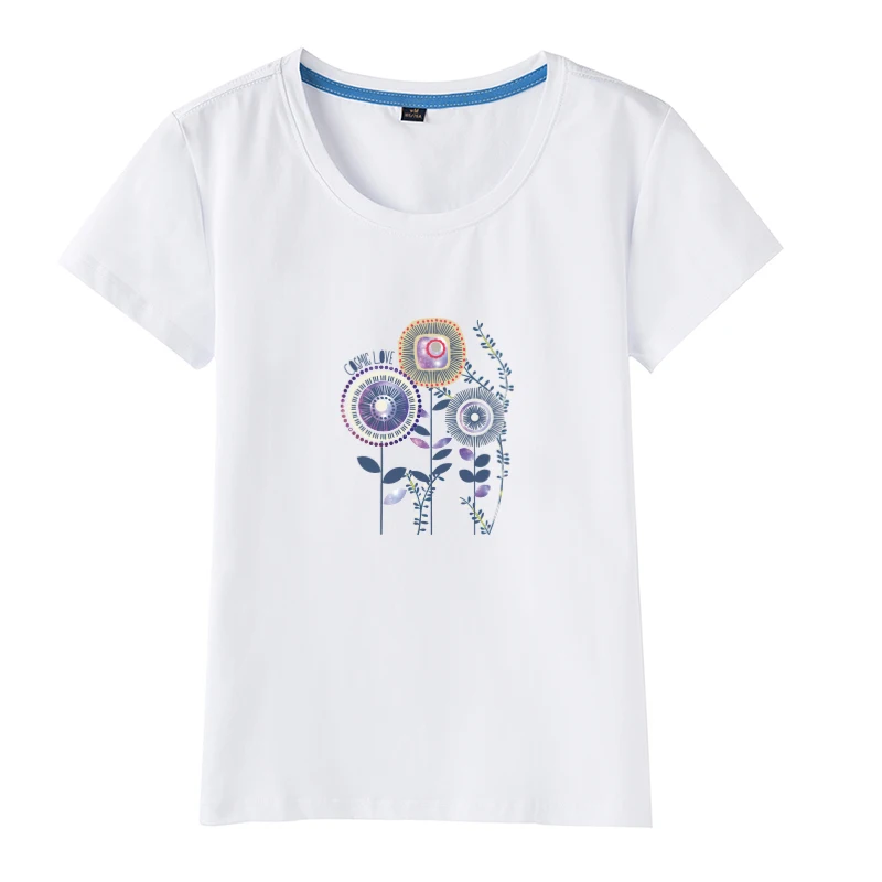2018 летняя одежда для Для женщин Футболка harajuku топ женской моды Camiseta Mujer цветок