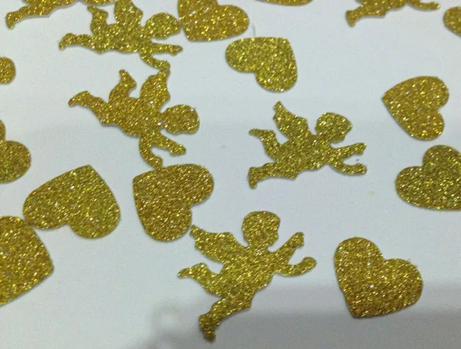 Ручная работа блестящий золотой мини ангел сердце конфет искусственный стол