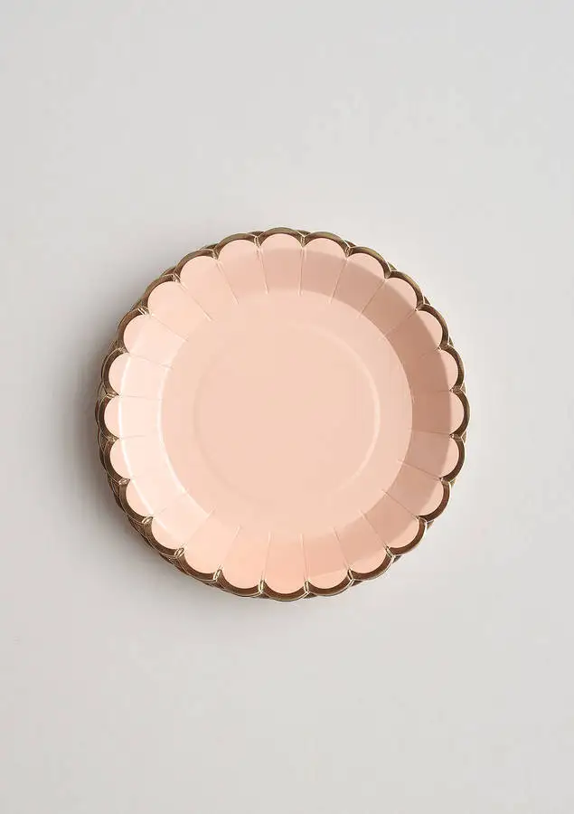round pink 8pcs С цветочным принтом, с каймой золотистого цвета одноразовая посуда розовый по производству бумажных тарелок пить самостоятельно стаканчик торт динозавр нож вилка вечерние поставки вечерние свадебные сувениры для свадьбы - Цвет: round pink 8pcs
