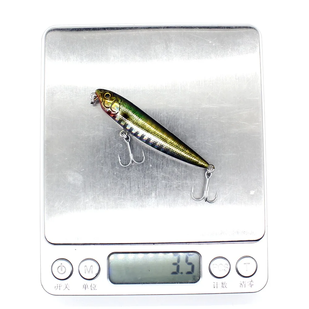 AOCLU Wobblers Super Quality 5 Colors 60mm 105mm Wencil Hard Bait Popper Stick Fishing Lures Bass Fresh Salt Water 10# VMC Hooks