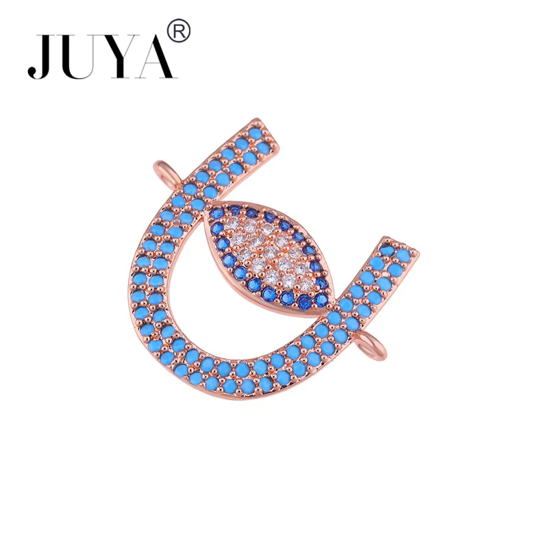 2018 NEW Design Blue Zircon Rhinestone Evil Eye Connector Charm Pendant For DIY Jewelry Making Fittings Accessories Parts | Украшения и