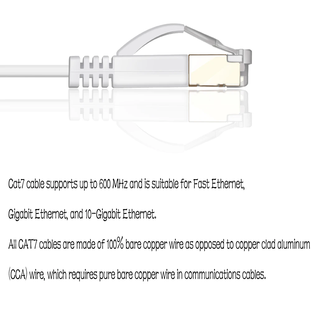 5/15/30 м белый Ethernet Кабель Cat 7 Cat7 Плоский сетевой патч кабель RJ45 экранированный (SSTP)