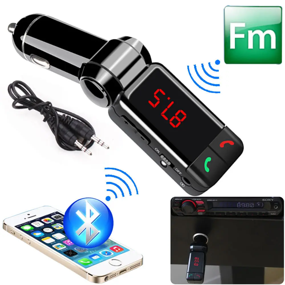 Fm передатчик громкой связи Bluetooth Автомобильный музыкальный комплект