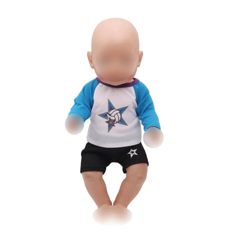 

Doll clothes sport outfit ball suit Star pattern fit 43 cm baby dolls and 18 inch Girl dolls clothing accessories f263