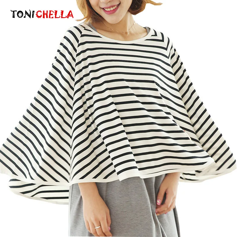 Pregnant Women Outdoors Nursing Covers Breathable Breastfeeding Cotton Feeding Cover Striped Feeding Apron Scarf T0892