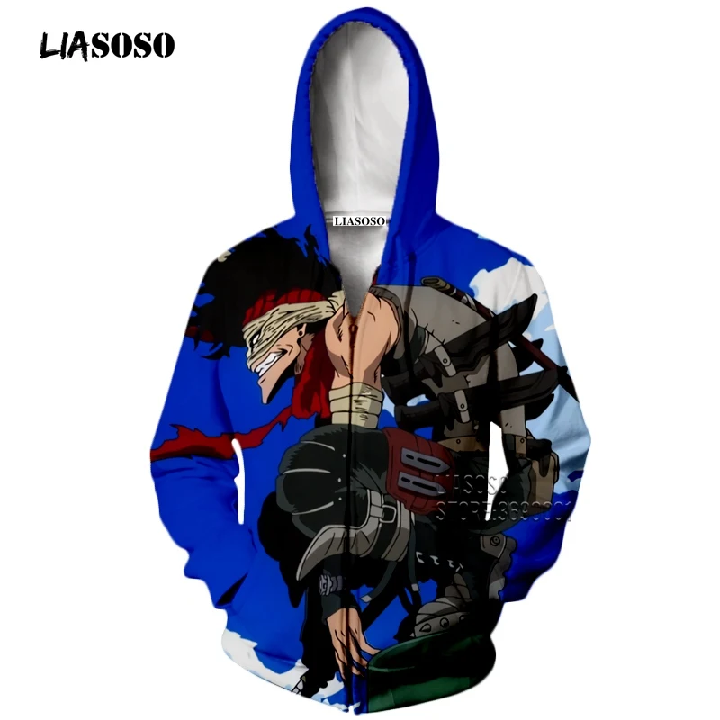 LIASOSO 3D принт для мужчин Аниме Boku no Hero Academy Dabi Fumikage Tokoyami Tsuyu Asui шото Тодороки толстовка на молнии X2320 - Цвет: 1