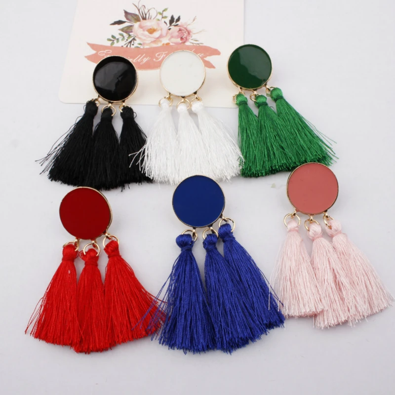 2018 новый черный boho кисточкой серьги для женская Мода jewelry красный чешские jujia
